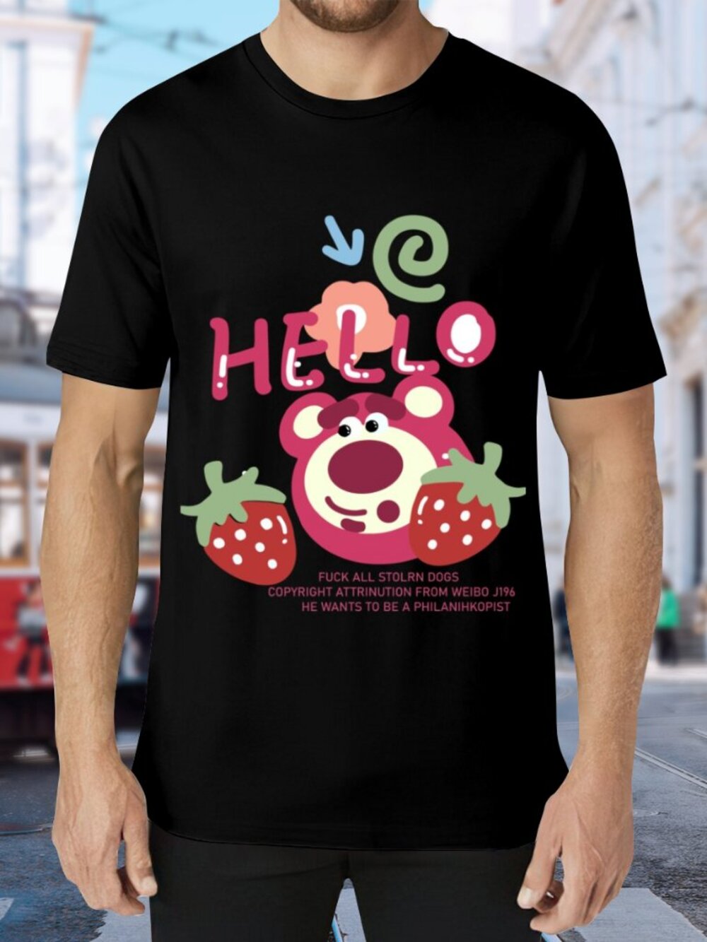 Hello Bear Graphic Tee - Black